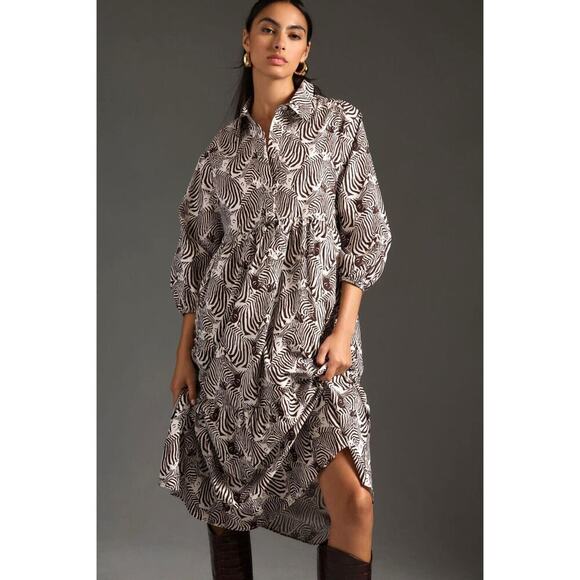 Anthropologie Tops - Anthro Maeve Bettina Tiered Shirt Buttondown Zebra, Size XXS